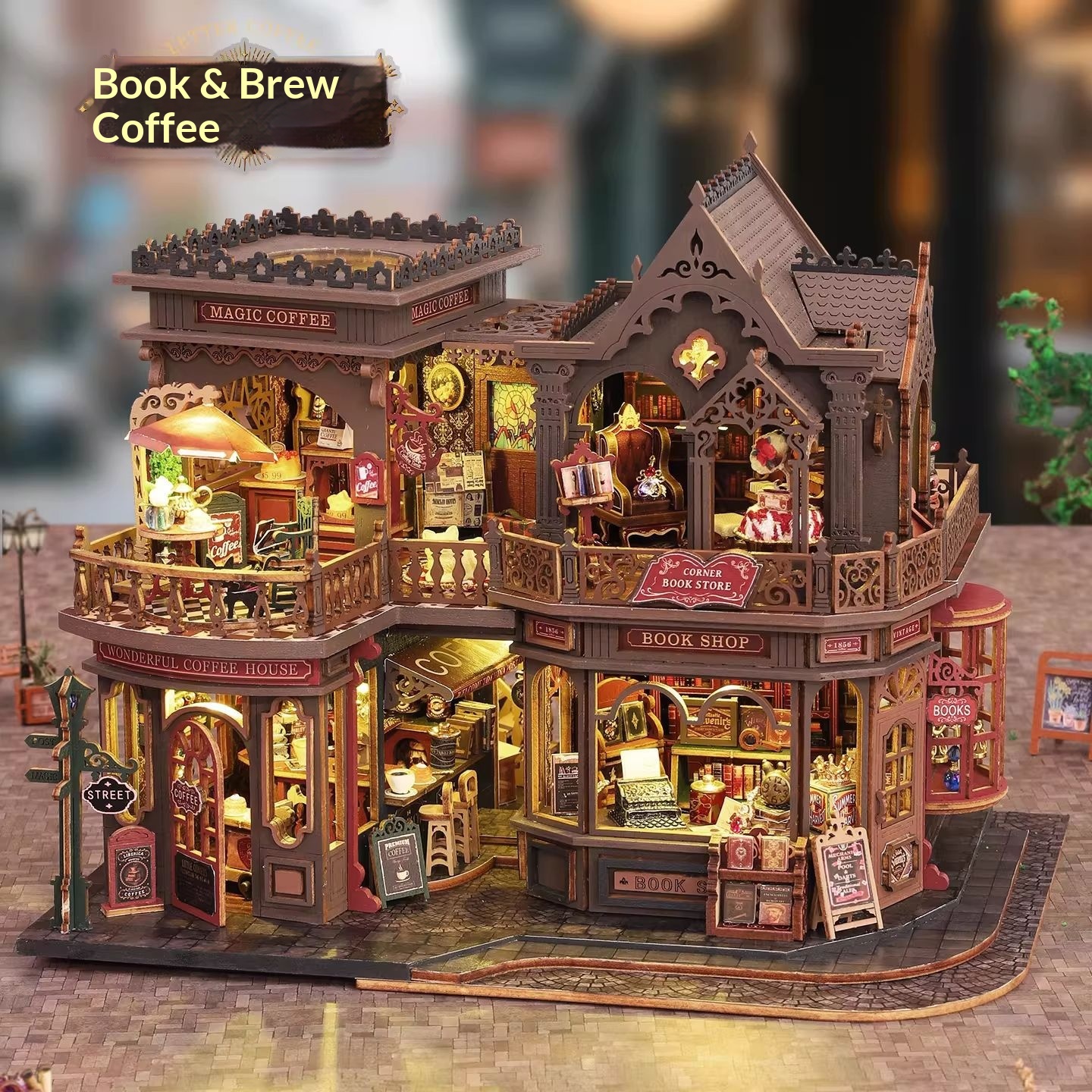 DIY Wood Cottage Book Letter Coffee Handmade Assembly Villa Model Decoration Exquisite Stress Relief Birthday Gift