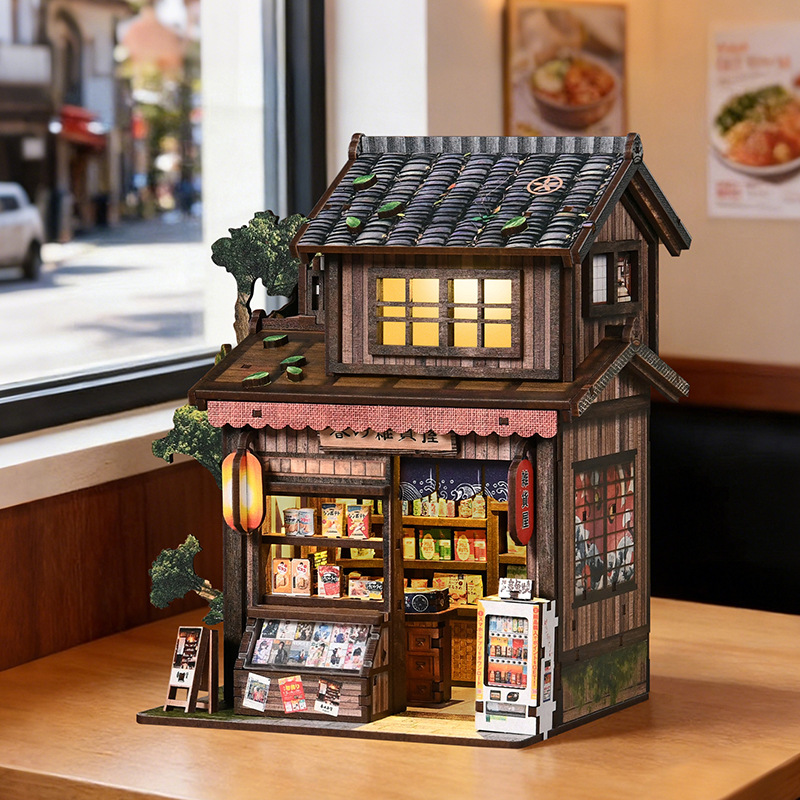 Hut DIY Spring Day Grocery Store 3D Handmade Wood Assembly Building Model Creative Toy Gift House Decoration