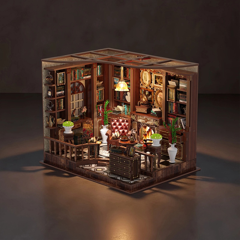DIY Left Bank Study Cottage 3D Assembly Wooden Building Model Adult Decompression Desktop Decoration Toy Gift