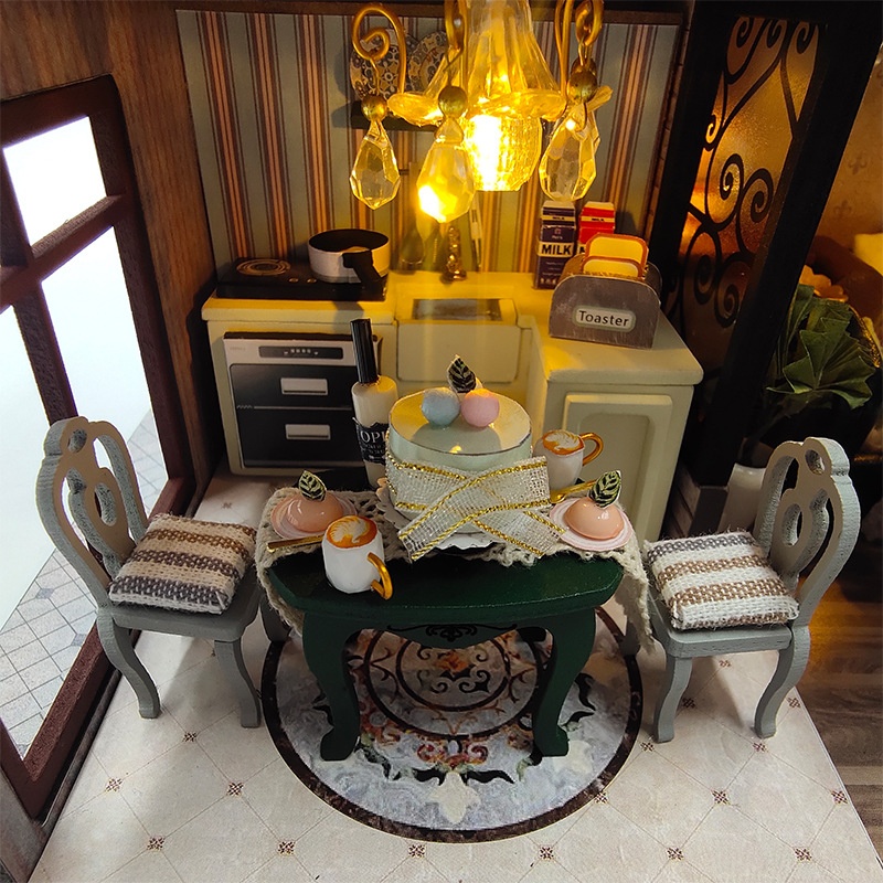 DIY Wooden 3D Puzzle Three-story Loft Apartment Vintage Building Model Creative Toy Gift for Adult Desk Decoration