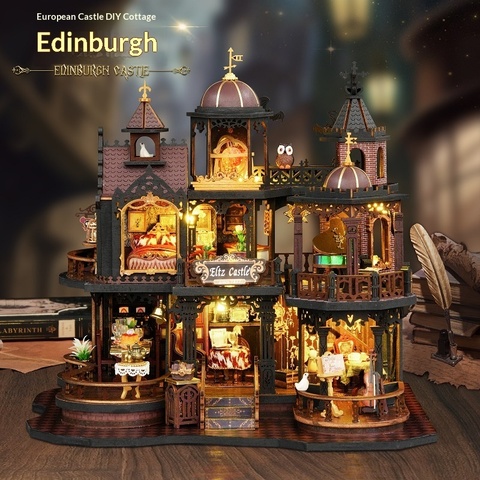 DIY Edinburgh Handmade Wooden Large Villa House Model Kit