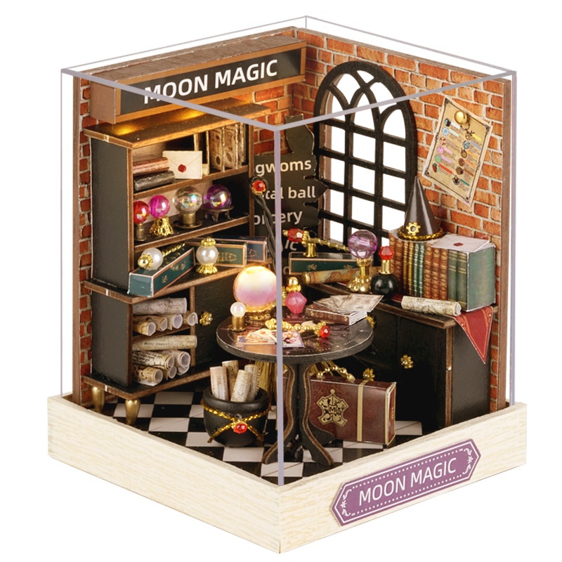 DIY Miniature Wooden House New Model Magic Moon Pavilion Handmade Assembly Model Toy Creative Birthday Gift