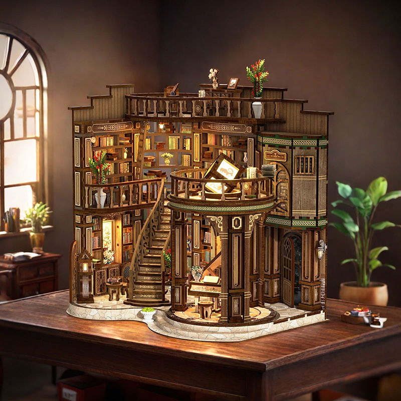 DIY Dream Bookstore 3D Hand-assembled Wood Building Model Creative Toy Gift for Women House Decoration
