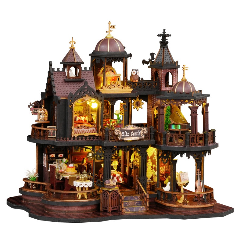 DIY Edinburgh Handmade Wooden Large Villa House Model Kit Exquisite Gift for Architecture Lovers and Kids in Color Box