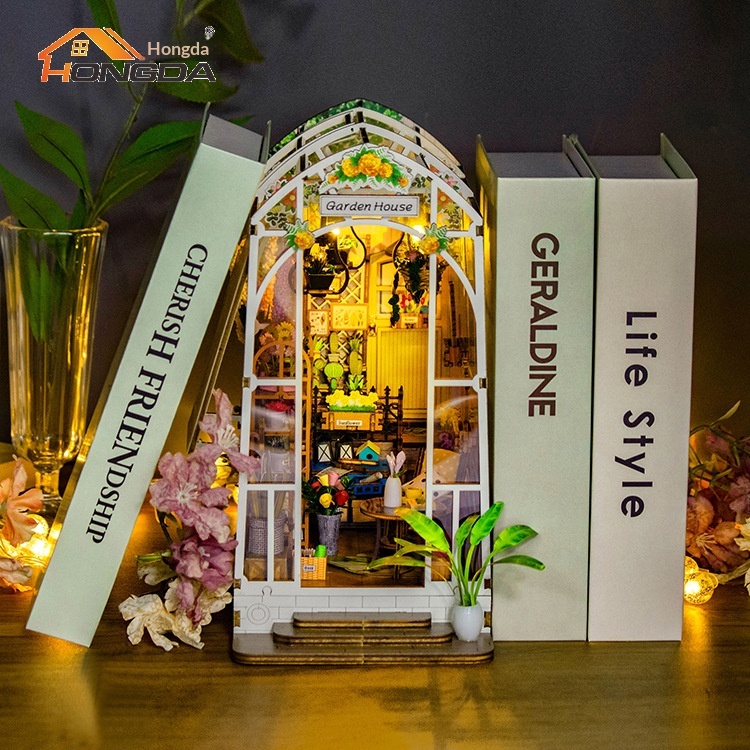 DIY Cottage Garden House 3D Wooden Book Stand Building Model Adult Decompression Toy Gift