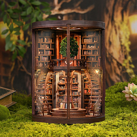 Hut DIY Smart Annual Ring Bookstore 3D Hand-assembled Wooden Building Model