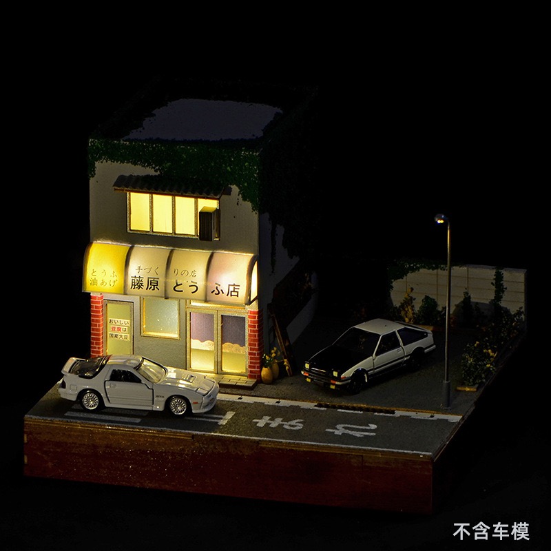 New 1:64 Scale Wood Handmade Assembly DIY Miniature Japanese Tofu Shop Street Scene Car Model