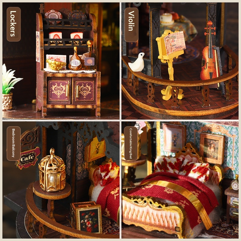 DIY Edinburgh Handmade Wooden Large Villa House Model Kit Exquisite Gift for Architecture Lovers and Kids in Color Box