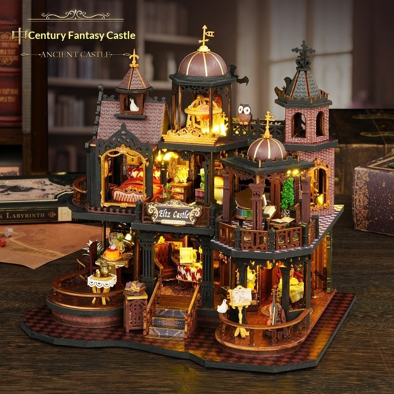 DIY Edinburgh Handmade Wooden Large Villa House Model Kit Exquisite Gift for Architecture Lovers and Kids in Color Box