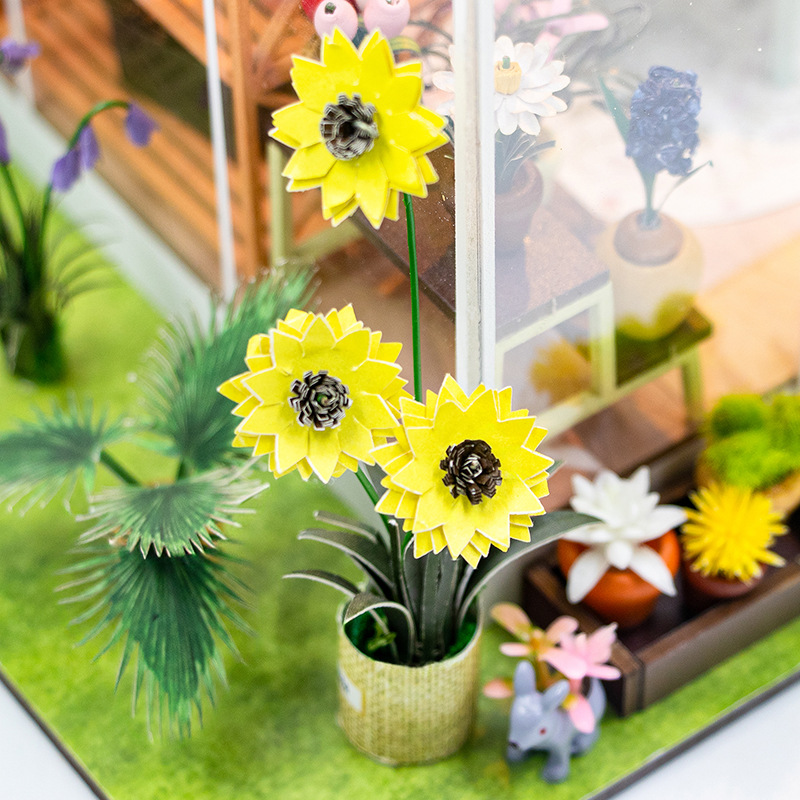 Rainbow Joy DIY Flower House Ornaments Micro Landscape 3D Puzzle Building Block Set Model Glass Mini Flower Shop Kids Toy