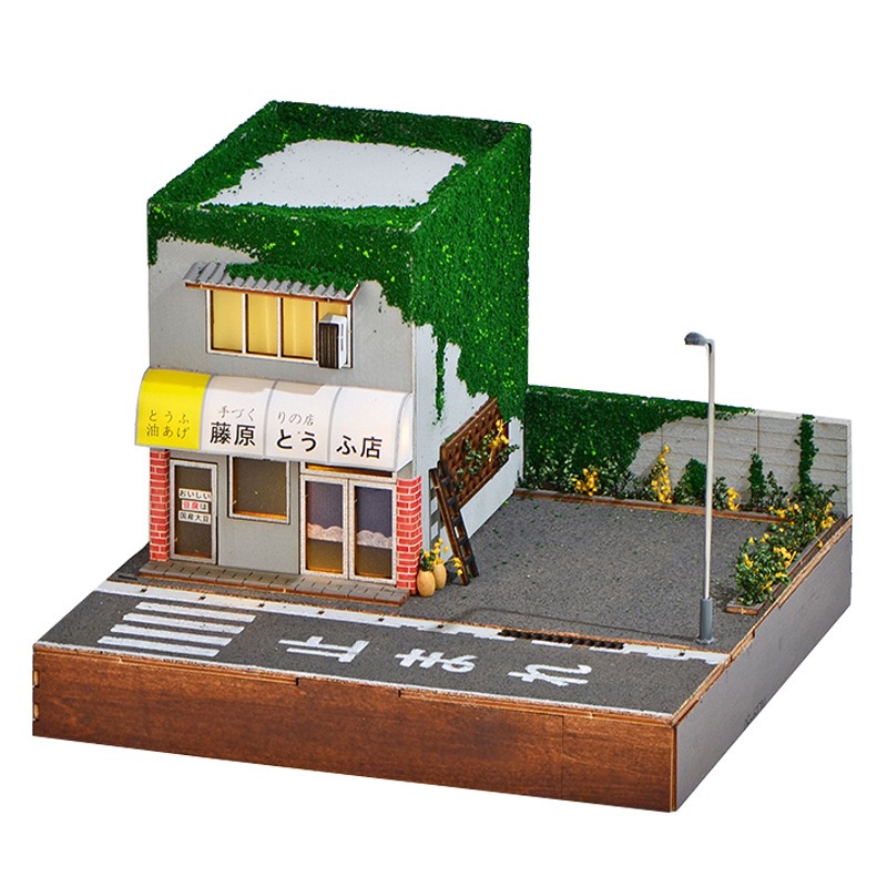 New 1:64 Scale Wood Handmade Assembly DIY Miniature Japanese Tofu Shop Street Scene Car Model