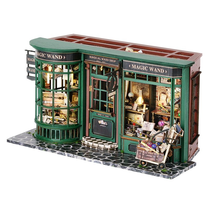 Wooden Miniature House DIY Magic Full House European Retro Handmade Assembled Model Color Box 30x23.5x7.5cm Creative Gift for
