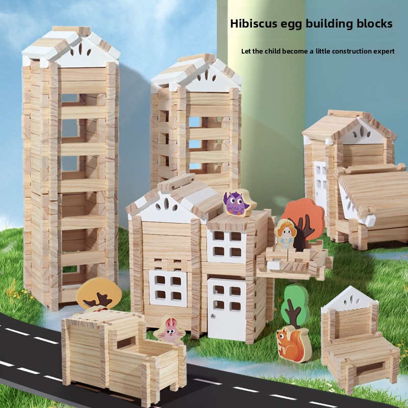 Little Architect Luban Mortise Tenon Structure Building Blocks Educational Assembled Original Wooden Building House for 4-6Y