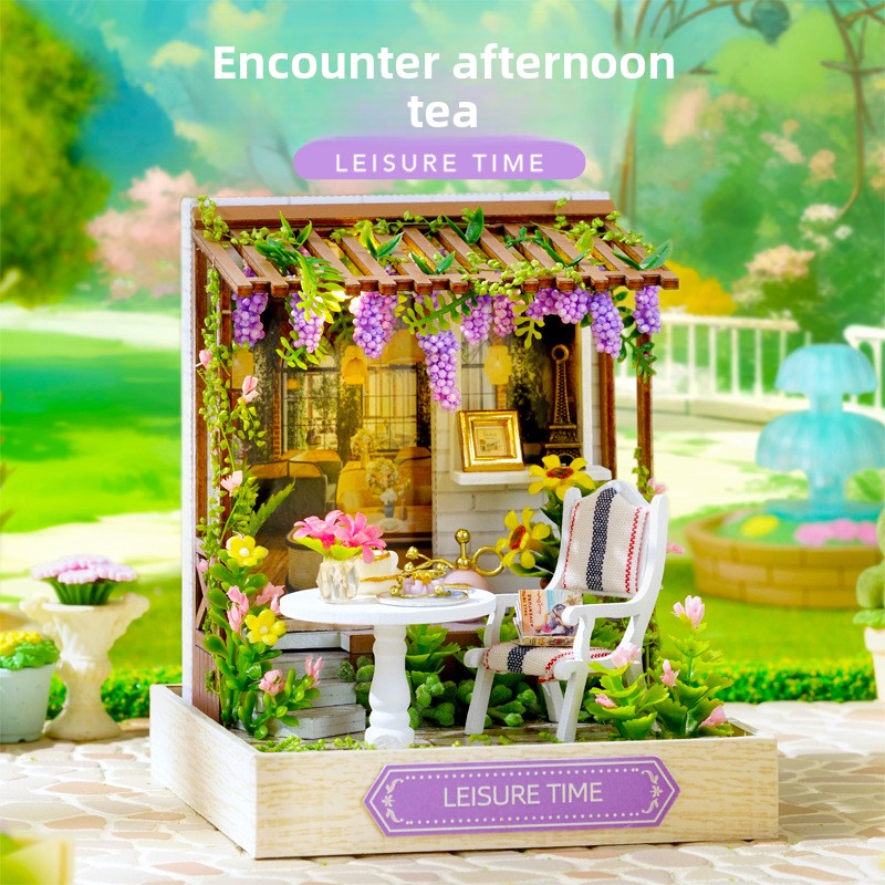 DIY Miniature Wooden House New Model Magic Moon Pavilion Handmade Assembly Model Toy Creative Birthday Gift