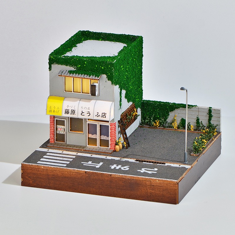 1:64 Scale Wood Handmade Assembly DIY Miniature Japanese Tofu Shop Street Scene
