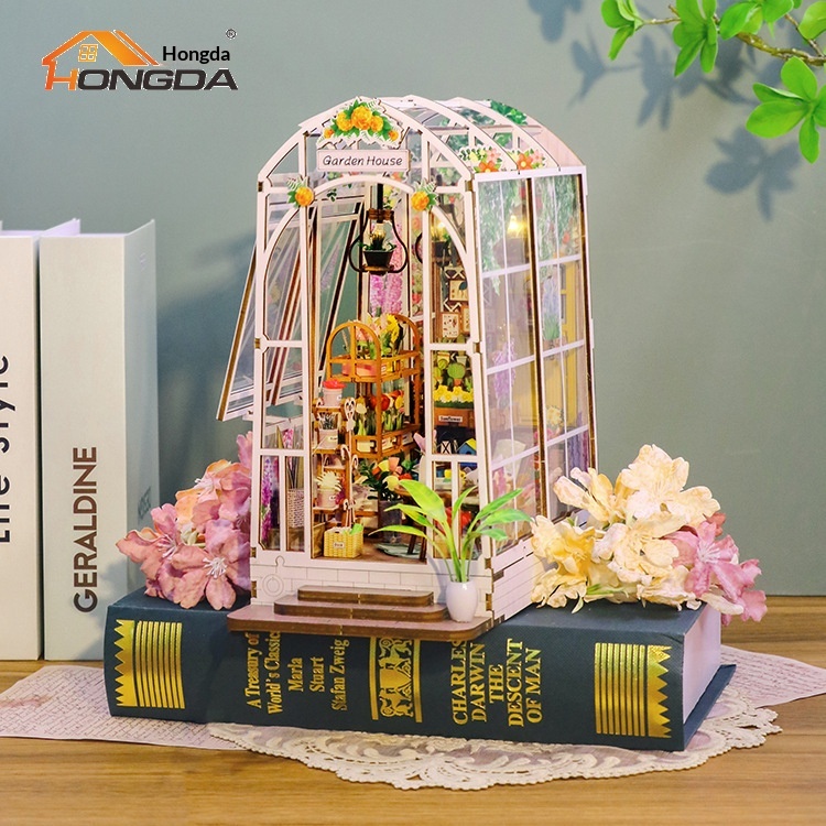 DIY Cottage Garden House 3D Wooden Book Stand Building Model Adult Decompression Toy Gift