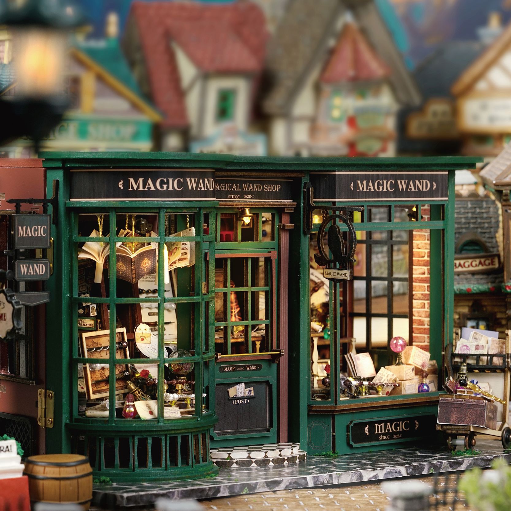 Wooden Miniature House DIY Magic Full House European Retro Handmade Assembled Model Color Box 30x23.5x7.5cm Creative Gift for