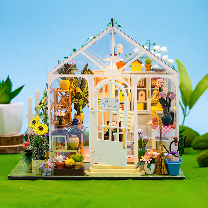 Rainbow Joy DIY Flower House Ornaments Micro Landscape 3D Puzzle Building Block Set Model Glass Mini Flower Shop Kids Toy