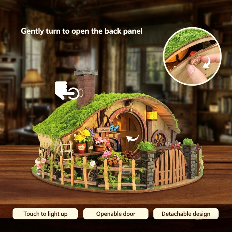 Whale Empty Illusion Ring DIY 3D Stereoscopic Wooden Assembly Model Cottage Handmade Gift Decorative Ornaments Exquisite