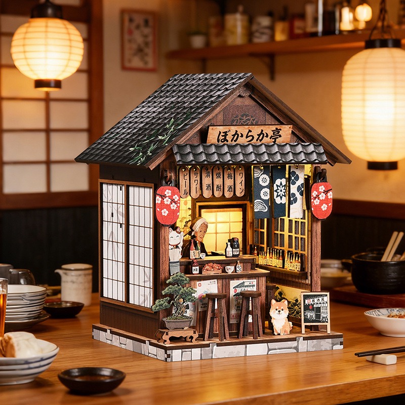 DIY Yiran Izakaya 3D Handmade Assembly Wood Building Model Creative Toy Gift House Decoration Color Box