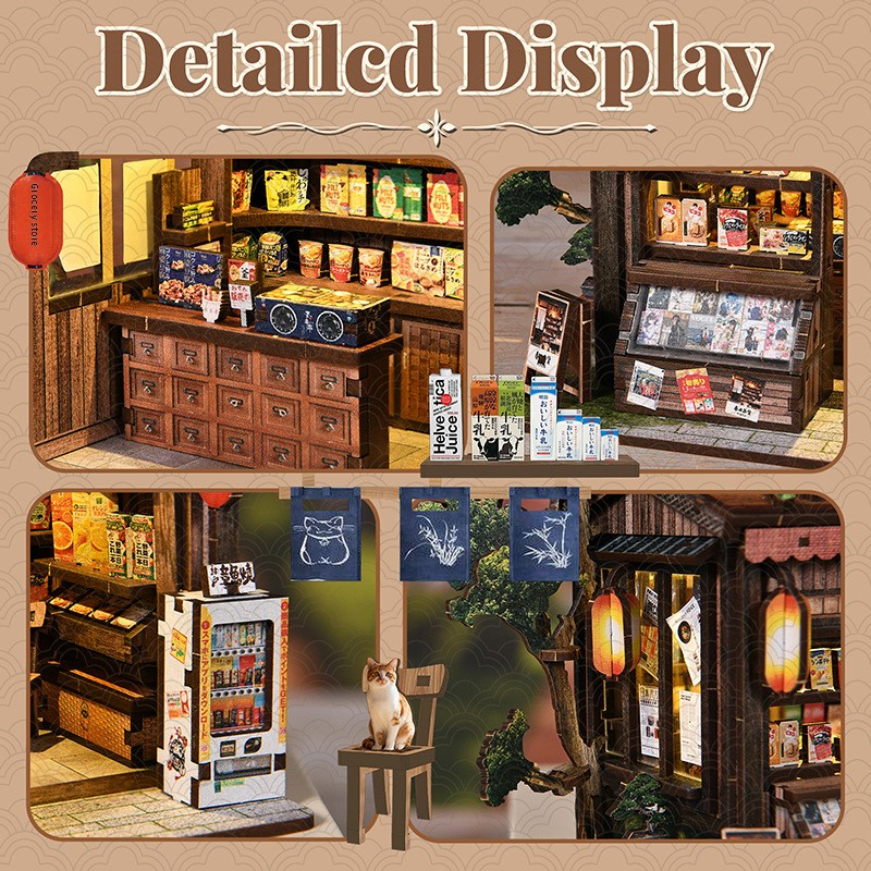 Hut DIY Spring Day Grocery Store 3D Handmade Wood Assembly Building Model Creative Toy Gift House Decoration