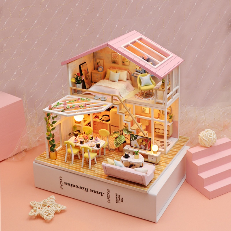 DIY Sweet Time Cottage Wooden Handmade Assembled Villa Model