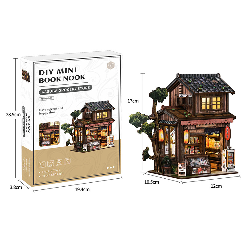 Hut DIY Spring Day Grocery Store 3D Handmade Wood Assembly Building Model Creative Toy Gift House Decoration