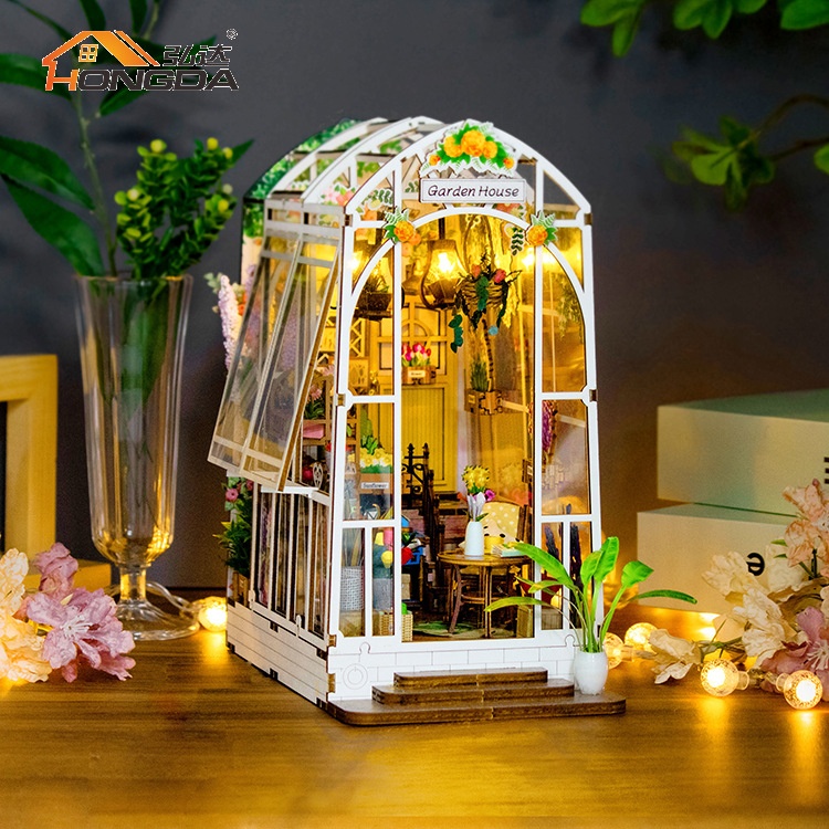 DIY Cottage Garden House 3D Wooden Book Stand Building Model Adult Decompression Toy Gift