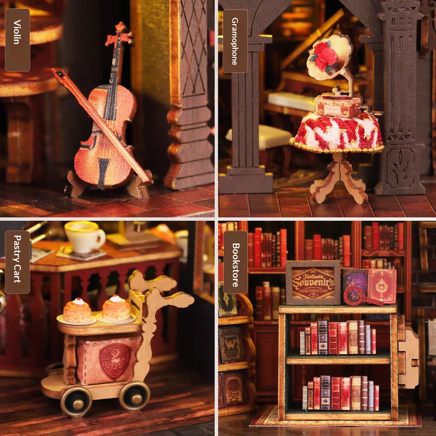 DIY Wood Cottage Book Letter Coffee Handmade Assembly Villa Model Decoration Exquisite Stress Relief Birthday Gift