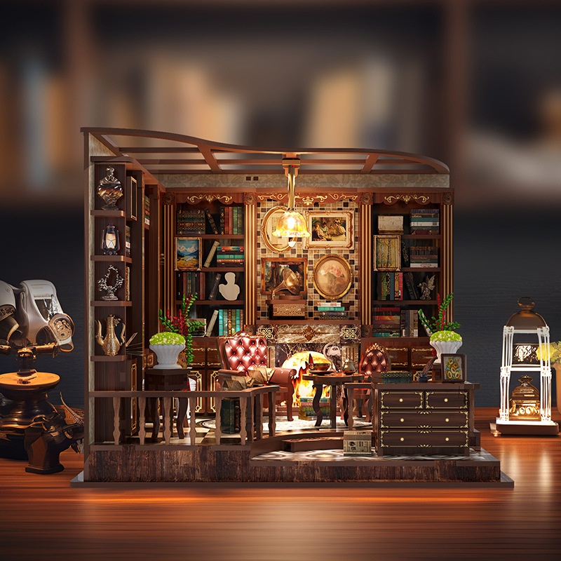 DIY Left Bank Study Cottage 3D Assembly Wooden Building Model Adult Decompression Desktop Decoration Toy Gift