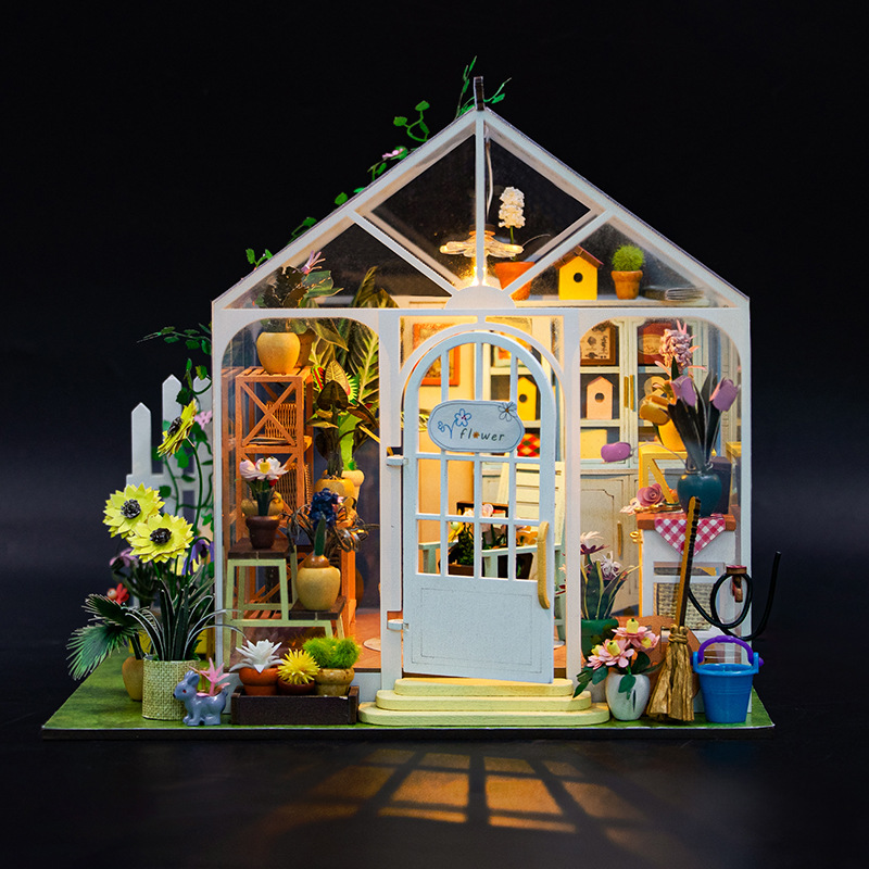 Rainbow Joy DIY Flower House Ornaments Micro Landscape 3D Puzzle Building Block Set Model Glass Mini Flower Shop Kids Toy