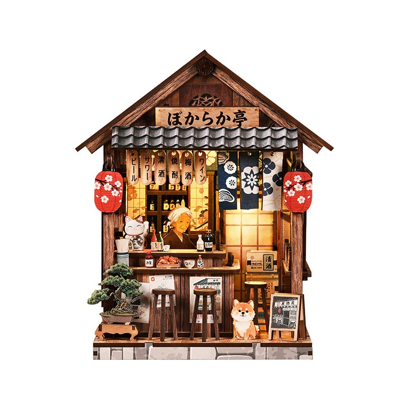 DIY Yiran Izakaya 3D Handmade Assembly Wood Building Model Creative Toy Gift House Decoration Color Box