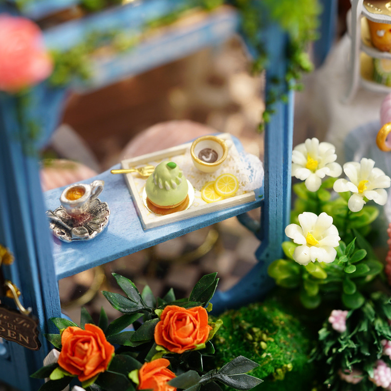 Smart Fun House DIY Toy Cottage Rose Garden Tea House Wooden Handmade Assembly Building Model Villa Courtyard Art House