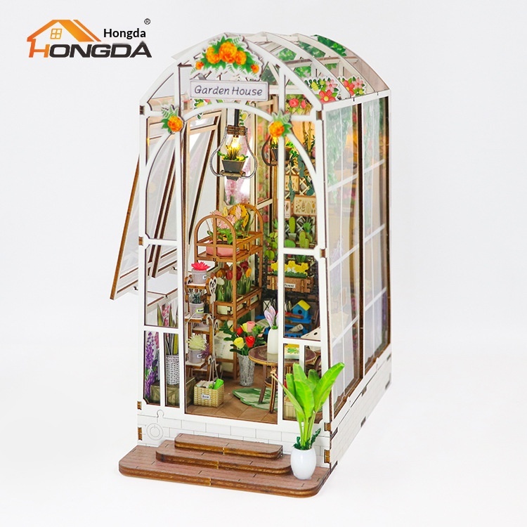 DIY Cottage Garden House 3D Wooden Book Stand Building Model Adult Decompression Toy Gift