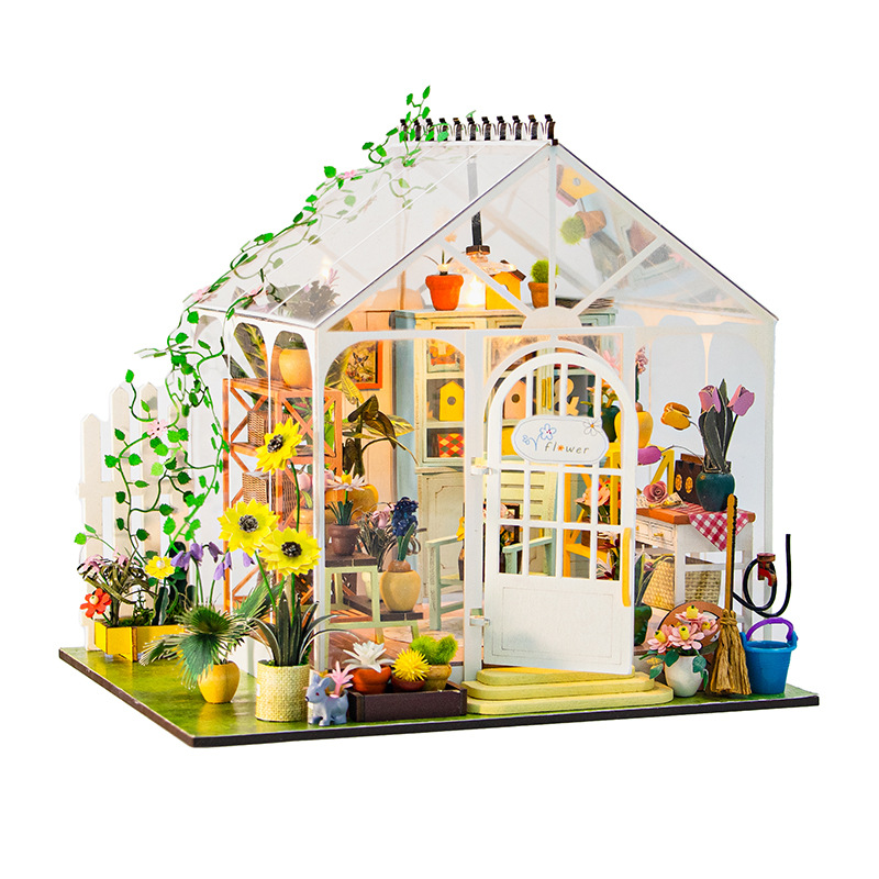 Rainbow Joy DIY Flower House Ornaments Micro Landscape 3D Puzzle Building Block Set Model Glass Mini Flower Shop Kids Toy